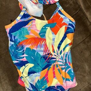 Old Navy Tropical Print Kids One Piece Swimsuit